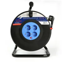 Удлинитель на катушке силовой Smart Buy, 40 метров, с заземлением, предохранитель, 4 гнезда, ПВС 3*1,5, 16А/3,5кВт