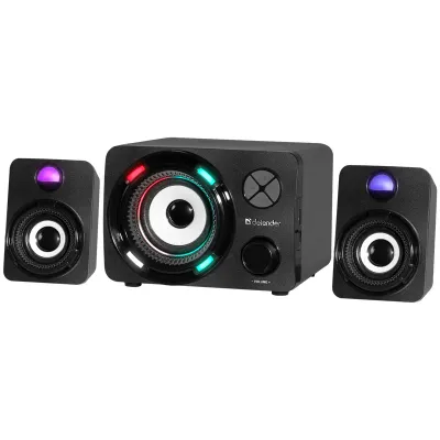 Колонки Defender G11, 2*3W+Subwoofer 5W, Bluetooth 5.0, FM, MP3, USB, SD, подсветка, черный