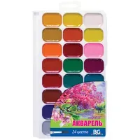 Акварель BG "Вдохновение", медовая, 24 цвета, пластик, европодвес