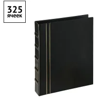 Альбом для монет OfficeSpace "Люкс" формат Optima, 230*270, на кольцах, черный, 10л., иск. кожа