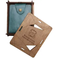 Кошелек Кожевенная мануфактура, бирюза + светло-коричневый, с магнитной защитой, в деревянной упаковке