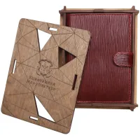 Портмоне с хлястиком Кожевенная мануфактура, нат. кожа, коричневый, в деревянной упаковке