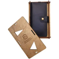 Клатч с хлястиком Кожевенная мануфактура, нат. кожа, синий, в деревянной упаковке