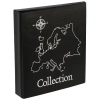 Альбом для монет OfficeSpace "Карта" формат Optima, 230*270, на кольцах, черный, 10л., иск. кожа