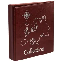 Альбом для монет OfficeSpace "Карта" формат Optima, 230*270, на кольцах, бордовый, 10л., иск. кожа