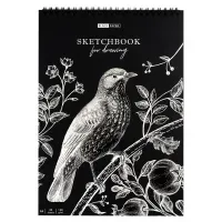 Скетчбук 20л., А4 ArtSpace "Черная линия. Птица", на гребне, черный блок, 120г/м2