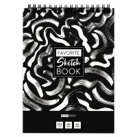 Скетчбук 40л., А5 ArtSpace "Черная линия", на гребне, черный блок, 120г/м2