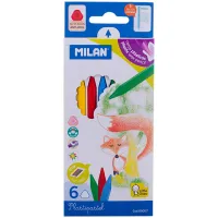 Мелки восковые Milan, 06цв., трехгранные, картон, европодвес