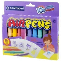 Фломастеры воздушные Centropen "AirPens Pastel", 10цв.+8 трафаретов, картон. упаковка, европодвес