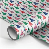 Упаковочная бумага белый крафт 70*100см, MESHU "Elegant Christmas trees", 70г/м2