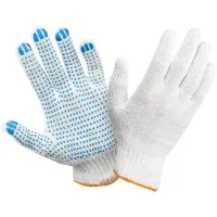 Перчатки х/б 7 класс OfficeClean, профи, с точечным ПВХ, 6 нитей, белые, 59-61г, 216 текс
