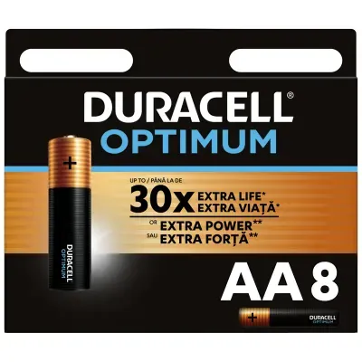 Батарейка Duracell Optimum AA (LR6) алкалиновая, 8BL