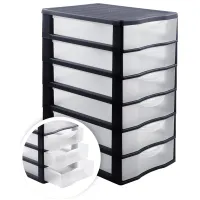 УЦЕНКА-Бокс универсальный СТАММ, 6 отделений, лотки прозрачные, черный