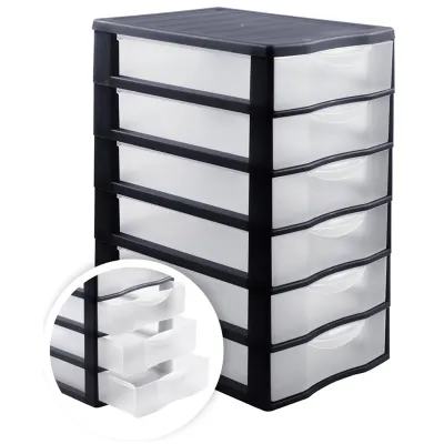 УЦЕНКА-Бокс универсальный СТАММ, 6 отделений, лотки прозрачные, черный