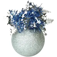 Шар пластиковый "Праздничный" 75мм, с блестками, с короной из мишуры, серебряный