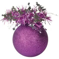 Шар пластиковый "Праздничный" 75мм, с блестками, с короной из мишуры, фиолетовый