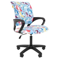 Кресло детское Chairman Kids 103 LT, PL черный, ткань велюр, единороги, пиастра