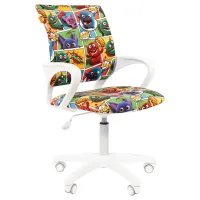 Кресло детское Chairman Kids 103 LT, PL белый, ткань велюр, монстры, пиастра
