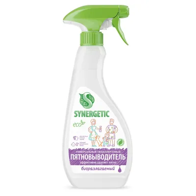 Пятновыводитель Synergetic, жидкий, универсальный, гипоалергенный, для предварительной обработки тканей, 500мл, с курком