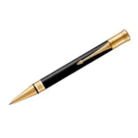 Ручка шариковая PARKER "Duofold Classic Black GT", корпус черный, позолоченные детали, черная, 1931386