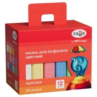 Мелки для асфальта Гамма "Мультики" цветные, 24шт., квадратные, картонная коробка