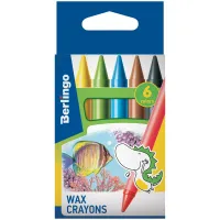 Мелки восковые Berlingo "Рыбки", 06цв., круглые, картон, европодвес