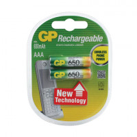 Батарейки аккумуляторные GP, AAA, Ni-Mh, 650 mAh, КОМПЛЕКТ 2 шт., блистер, 65AAAHC-2DECRC2, 65АAАНС-UC2