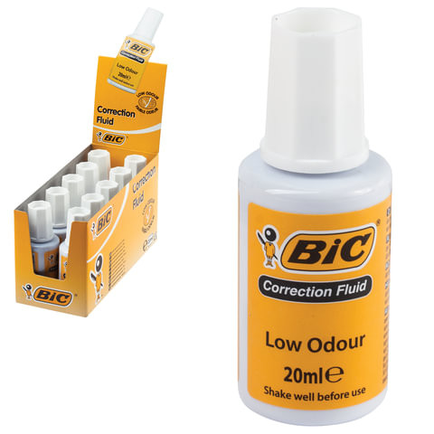 Корректирующая жидкость BIC (Франция), 20 мл, флакон с кисточкой, на водной основе, 919373 по низкой цене оптом Краснодар, Москва, Уфа, Казань, Барнаул, Владивосток, Хабаровск, Сахалин, Красноярск, Екатеренбург, 