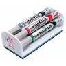 Набор для магнитно-маркерной доски (магнитный стиратель, 4 маркера), PENTEL (Япония) "MAXIFLO", MWL5S-4N