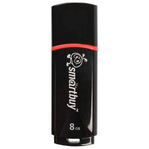 Флеш-диск 8 GB, SMARTBUY Crown, USB 2.0, черный, SB8GBCRW-K по низкой цене оптом Краснодар, Москва, Уфа, Казань, Барнаул, Владивосток, Хабаровск, Сахалин, Красноярск, Екатеренбург, 
