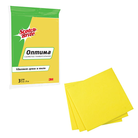 Салфетки универсальные SCOTCH-BRITE, КОМПЛЕКТ 3 шт., "Оптима", вискоза, 32х38 см, GPW-O по низкой цене оптом 