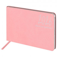 Еженедельник датированный 2026 МАЛЫЙ ФОРМАТ 105х160мм А6 BRAUBERG Blaze, фольга, розовый, 117215