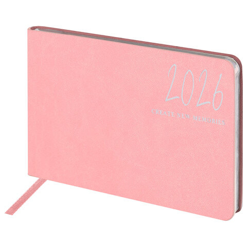 Еженедельник датированный 2026 МАЛЫЙ ФОРМАТ 105х160мм А6 BRAUBERG Blaze, фольга, розовый, 117215 по низкой цене оптом 