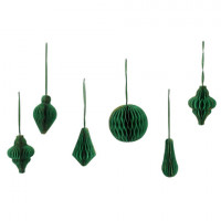Елочные украшения из бумаги, НАБОР 6 шт, с глиттером, цвет изумрудный, ЗОЛОТАЯ СКАЗКА, 592541