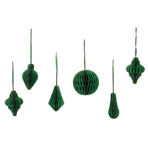 Елочные украшения из бумаги, НАБОР 6 шт, с глиттером, цвет изумрудный, ЗОЛОТАЯ СКАЗКА, 592541 по низкой цене оптом 