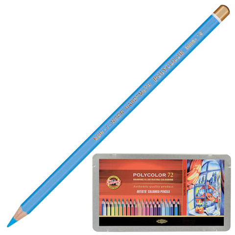Карандаши цветные художественные KOH-I-NOOR "Polycolor", 72 цвета, 3,8 мм, металлическая коробка, 3827072001PL по низкой цене оптом 