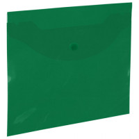 Папка-конверт с кнопкой прозрачная МАЛОГО ФОРМАТА А5, BRAUBERG UNIVERSAL, зеленая, 0,15 мм, 273069
