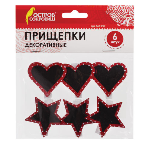 Прищепки декоративные "Дощечки для рисования мелом", 6 штук, 3,5 см, ассорти, ОСТРОВ СОКРОВИЩ, 661300 по низкой цене оптом 