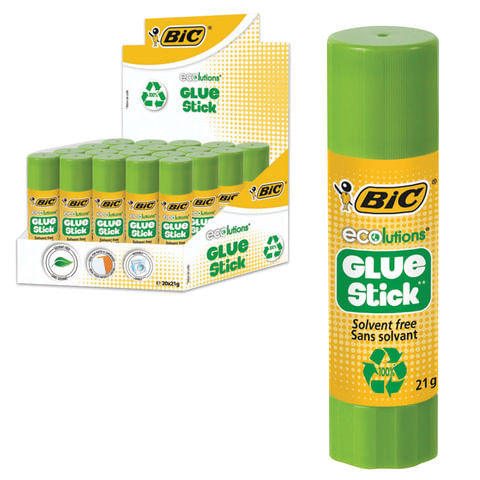 Клей-карандаш BIC "ECOlutions" 21 г, с ароматом яблока, 8923452 по низкой цене оптом 