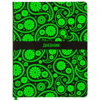 Дневник 1-11 класс 48 л., обложка кожзам (твердая), флуоресцентный, BRAUBERG, "УЗОР", 105981