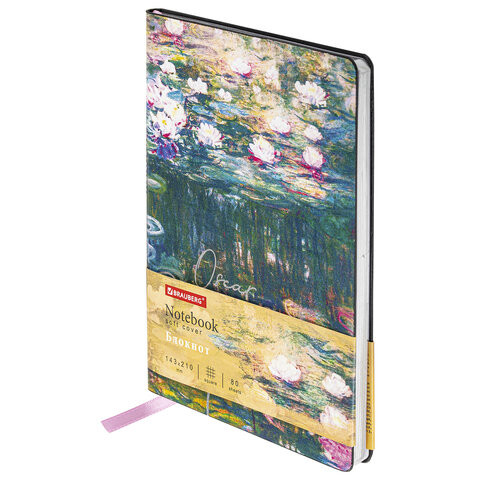 Блокнот А5 (143x210 мм), BRAUBERG VISTA "Claude Monet", под кожу, гибкий, срез фольга, 80 л., 112058 по низкой цене оптом 