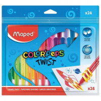 Восковые мелки MAPED (Франция) "Color'peps Twist", 24 цвета, выкручивающиеся в пластиковом корпусе, 860624