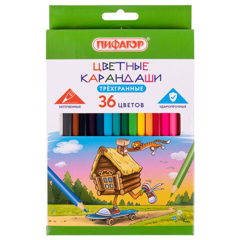 Карандаши цветные ПИФАГОР "Сказки", 36 цветов, классические, заточенные, 181824 по низкой цене оптом 