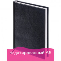 Ежедневник недатированный А5 (138х213 мм) BRAUBERG "Select", балакрон, 160 л., черный, 123429