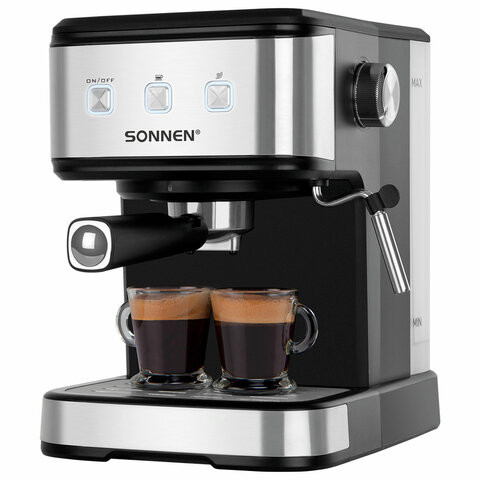 Кофеварка рожковая ручной капучинатор SONNEN CM8501, 1100 Вт, объем 1,5 л, 15 бар, 456335 по низкой цене оптом 