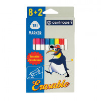 Фломастеры стираемые 8 ЦВЕТОВ CENTROPEN "Erasable", + 2 стирателя, вентилируемый колпачок, 2569/10KK, 5 2569 1001