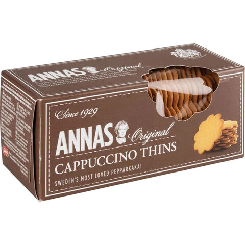 Печенье песочное капучино тонкое ANNAS "Cappuccino Thins" (Швеция), 150 г по низкой цене оптом 