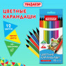 Карандаши цветные ПИФАГОР СТАНДАРТ 12 цветов, трехгранный корпус, 182087 по низкой цене оптом 