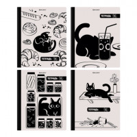 Тетрадь А5 96л. BRAUBERG на сшивке с корешком, клетка, обложка картон, Кот-Непоседа, 405292