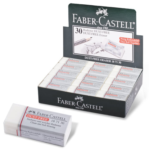 Ластик FABER-CASTELL "Dust Free", 41х18,5х11,5 мм, белый, прямоугольный, 187130 по низкой цене оптом 